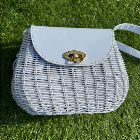 Vintage 1960s White Wicker Purse• Shoulder Strap • Mid-Century Handbag - Picture 15 of 16